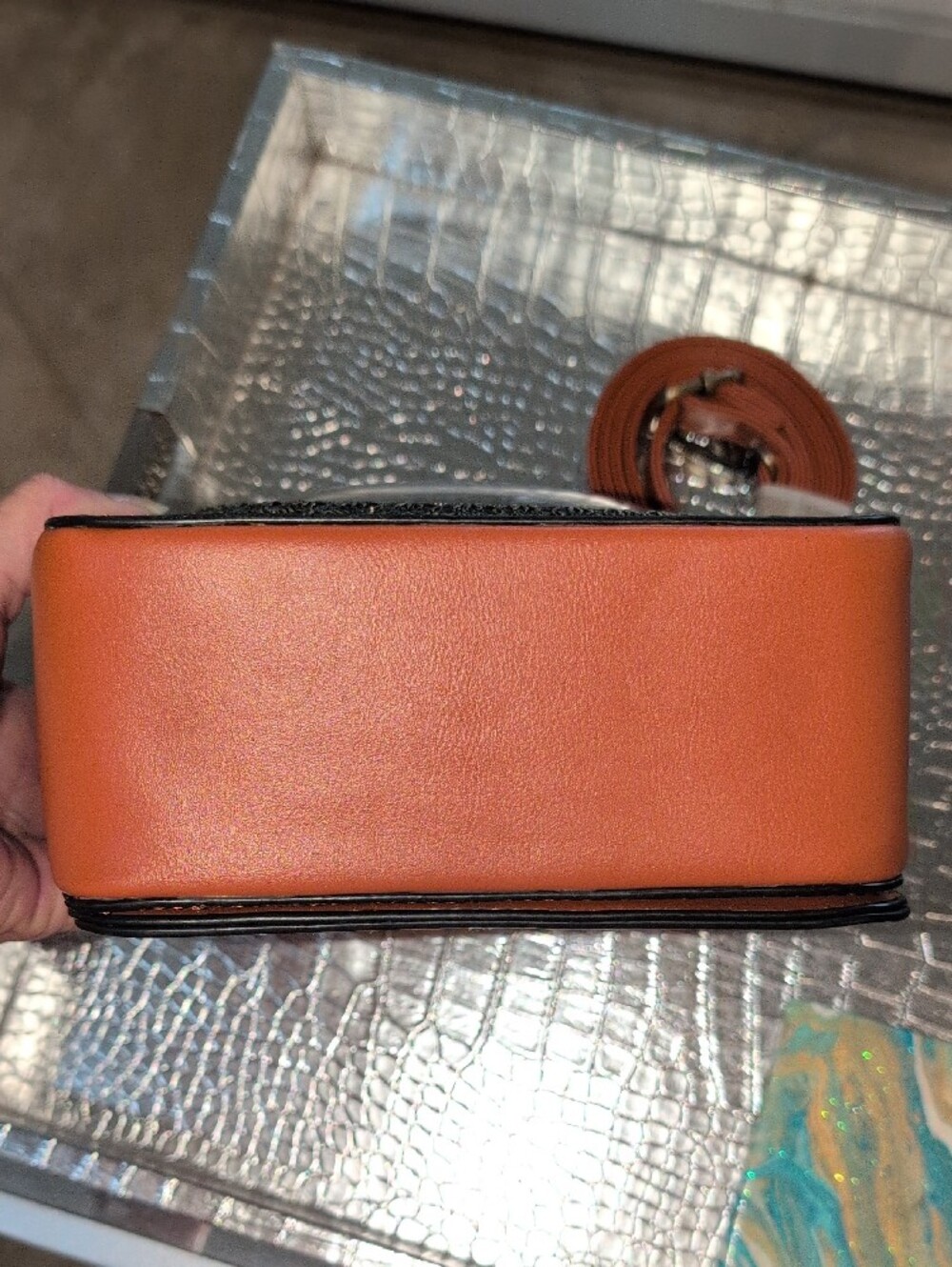 Working Clock Face Rust Crossbody Bag with Removable Strap - New - Picture 12 of 14